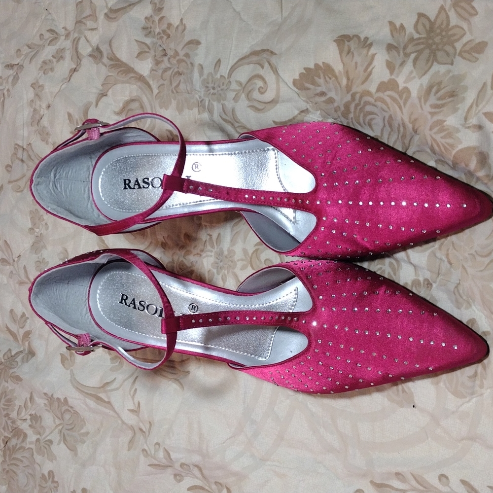 Women's Rasolli hot pink diamond accents 3 inch heels worn once.